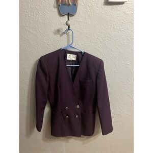 Le Suit Petite Blazer Jacket Size 6P Purple. Cropped Women's